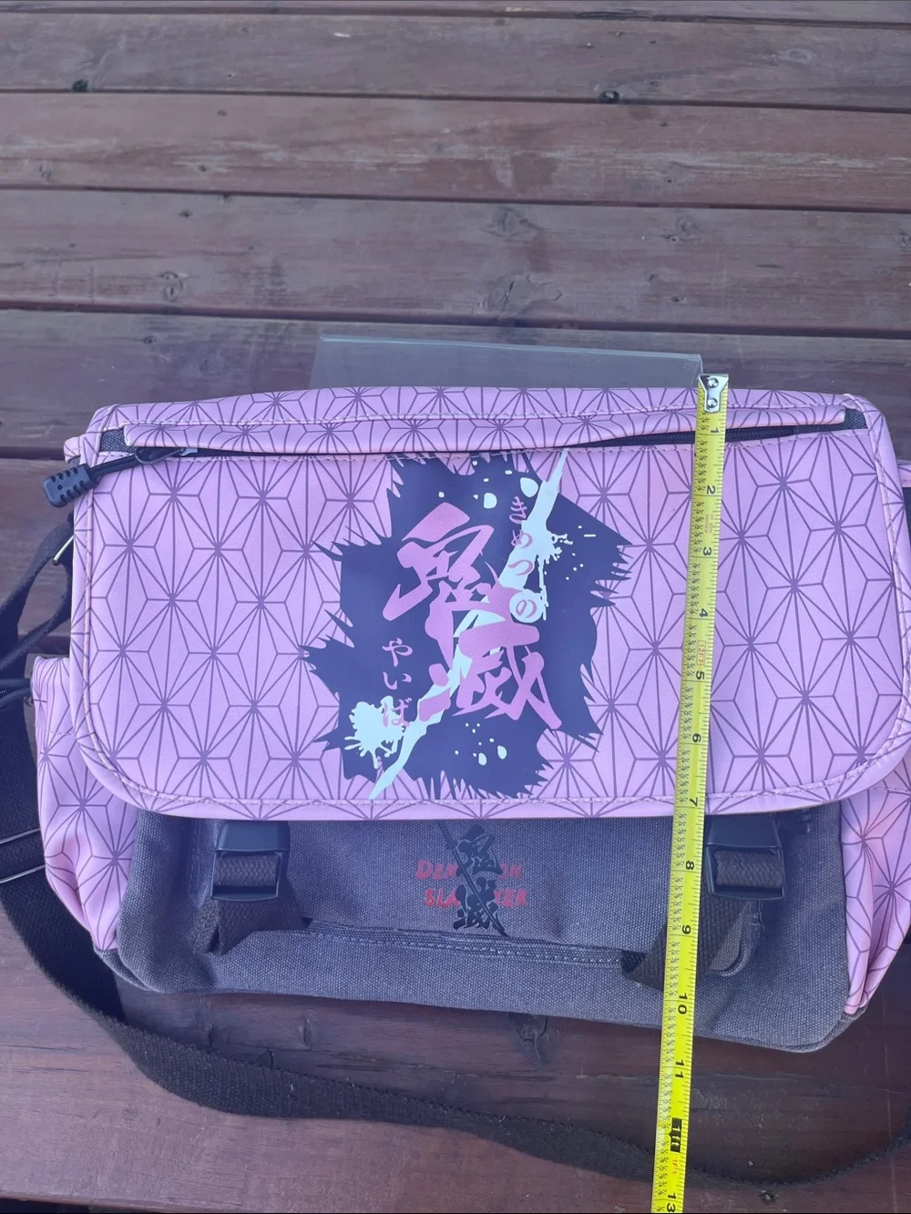 Pink Patterned Shoulder Messenger Bag with Graphic Detail